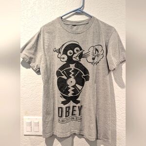 Obey Gray Penguin Graphic Tee